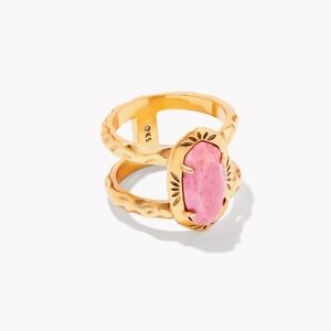 NEW! Kendra Scott Elyse Vintage Gold Etch Frame Band Ring in Blush Pink